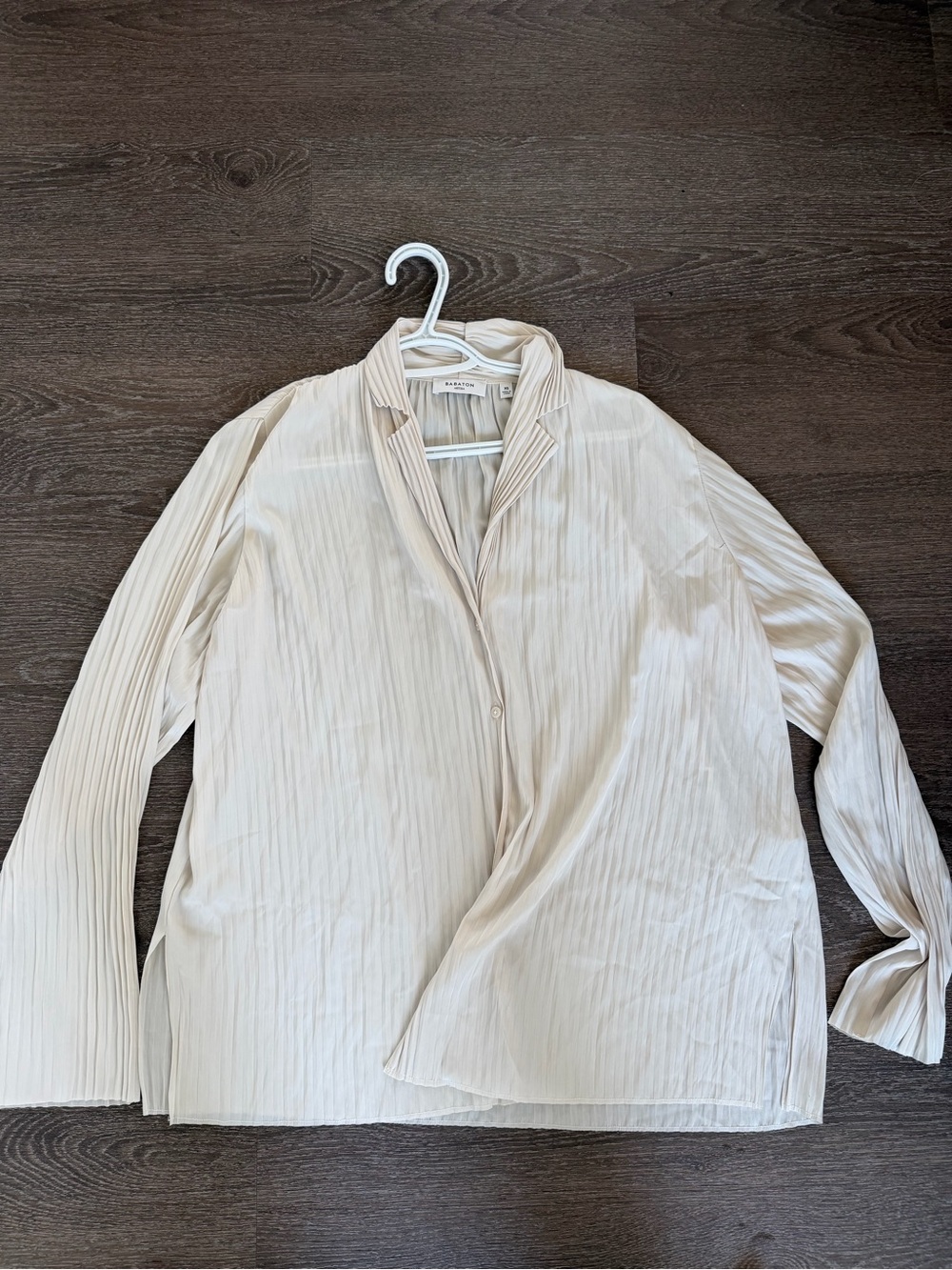 Babaton Cream Pleated Button-Down Blouse